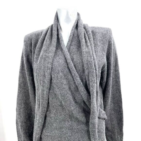 VTG Vicunol Argentina Gray Merino Angora Wool Long Slv Sweater Dress & Sash - Picture 3 of 12